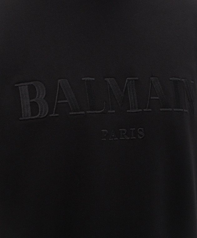 Balmain Черный свитшот с вышивкой логотипа HH1JQ130BD60 изображение 5