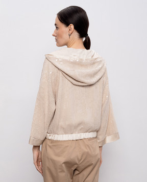 Peserico Бежевая спортивная куртка с пайетками и глитером A2105403702