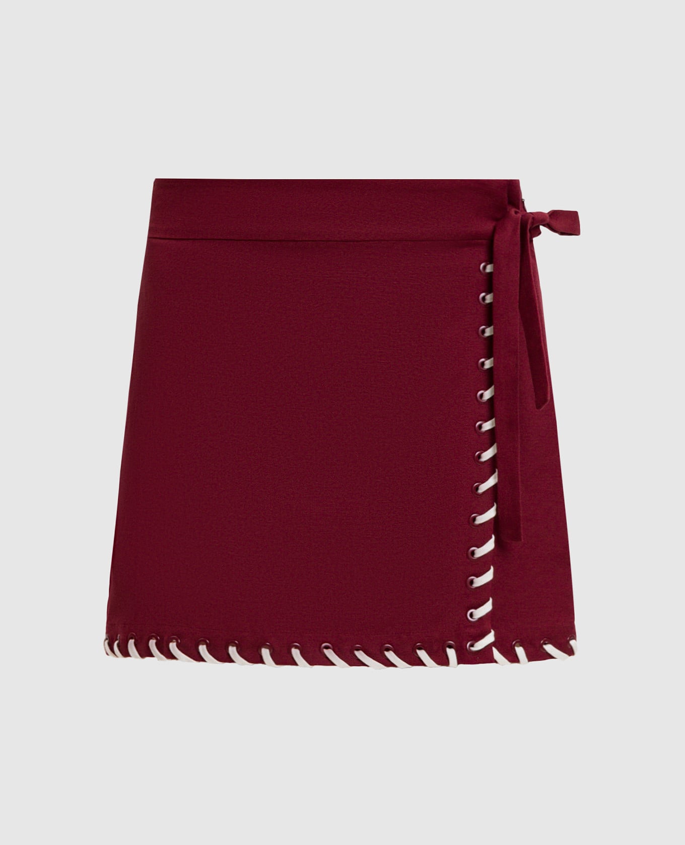 Бордовая юбка мини на запах