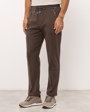 Doriani Cashmere Темно-коричневі штани з вовни з відворотами 875PANTTAZJ36