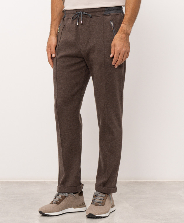 Doriani Cashmere Темно-коричневі штани з вовни з відворотами 875PANTTAZJ36 зображення 3