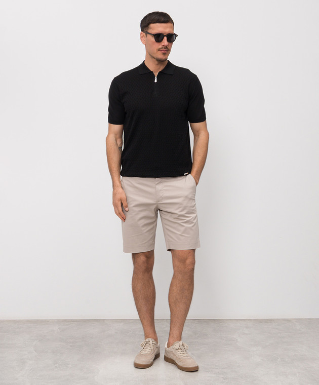 Enrico Mandelli Черное поло с шелком с геометрическим узором 3K034A5645 изображение 2