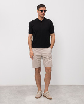 Enrico Mandelli Чорне поло з шовком з геометричним візерунком 3K034A5645