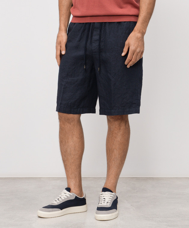 Peserico Сині шорти з льону R54235T00D02494 зображення 3