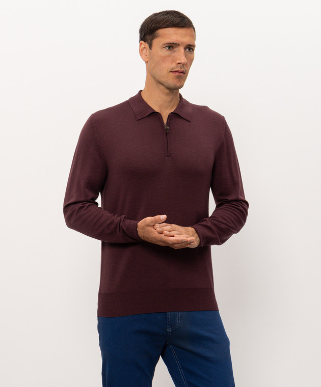 Canali Бордове поло з вовни MK01149C0572 зображення 3