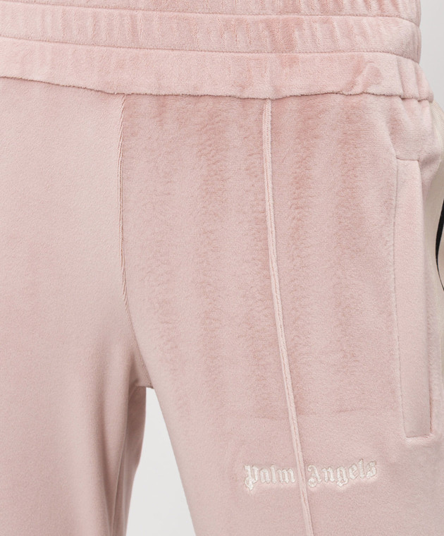 Palm Angels Розовые велюровые спортивные брюки с вышивкой логотипа PWCJ019S26FAB001 изображение 5