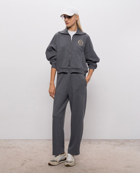 Brunello Cucinelli Серая спортивная куртка с вышивкой MN05NB2X06