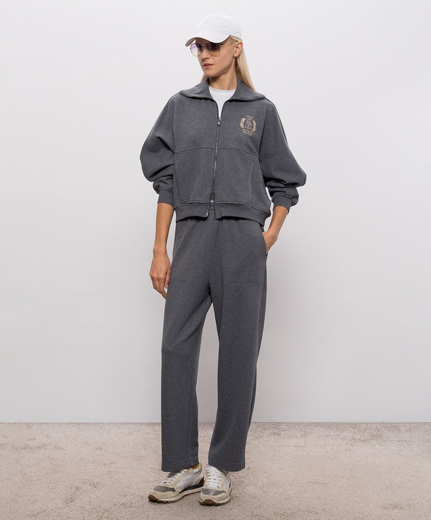 Brunello Cucinelli Серая спортивная куртка с вышивкой MN05NB2X06 изображение 2