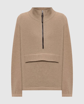 Brunello Cucinelli Бежевый свитер из кашемира на молнии M12250004P