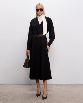 Brunello Cucinelli Черное платье миди с шерстью MB143A5547