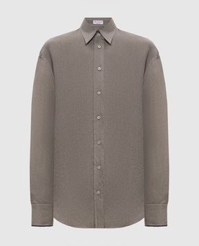 Brunello Cucinelli Сіра сорочка з льону MA698MQ906