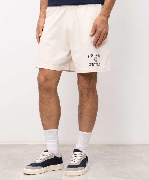 Sporty & Rich Шорты цвета айвори с принтом логотипа SH03976218WH37 изображение 3