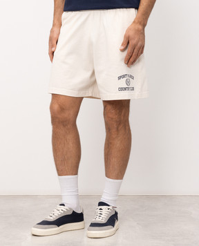 Sporty & Rich Шорты цвета айвори с принтом логотипа SH03976218WH37
