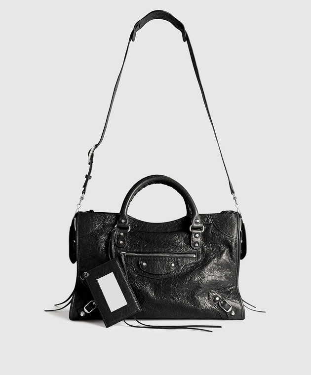Balenciaga Черная кожаная сумка-тоут Le City 8657602ACLR изображение 5