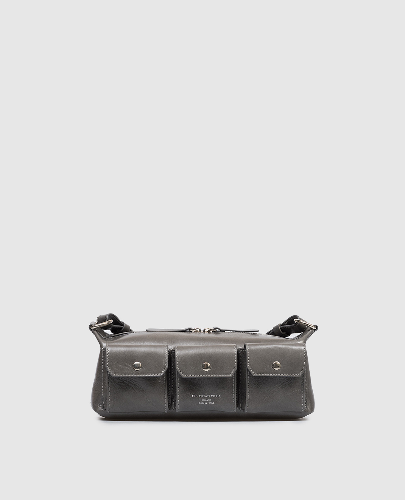 Серая кожаная сумка кросс-боди с принтом логотипа