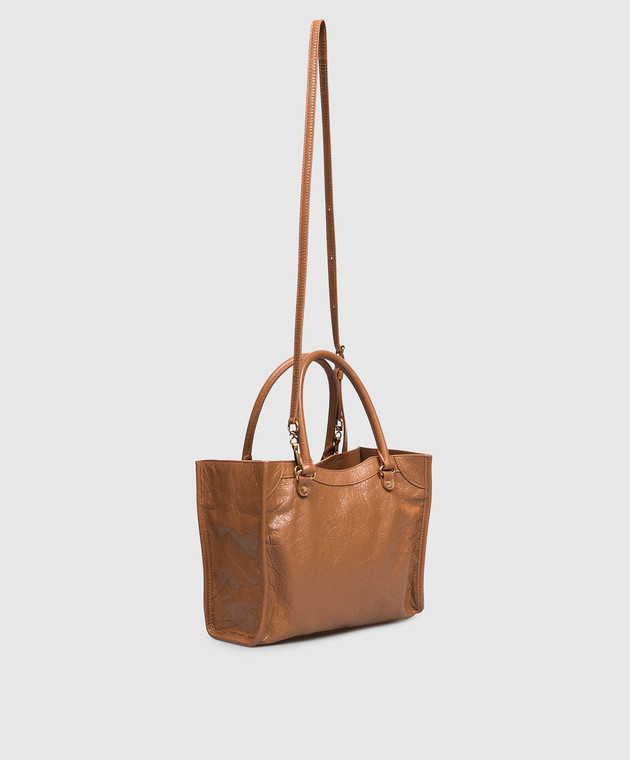 Balenciaga Коричнева шкіряна сумка-тоут LE City 852608210F6 зображення 3