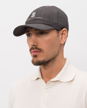 Brunello Cucinelli Сіра кепка з льону MH2489850