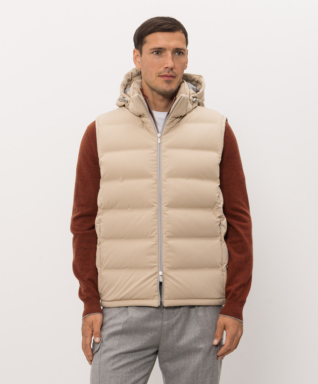 Brunello Cucinelli Бежевий пуховий жилет MV4061605 зображення 3