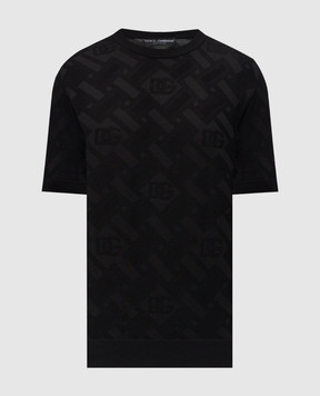 Dolce&Gabbana Черная футболка с шелком в логотип шаблон GXX03TJBSOC