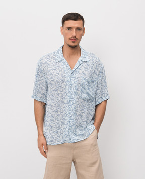 Trussardi Блакитна сорочка в брендовий принт 5040N000047NMS113T00