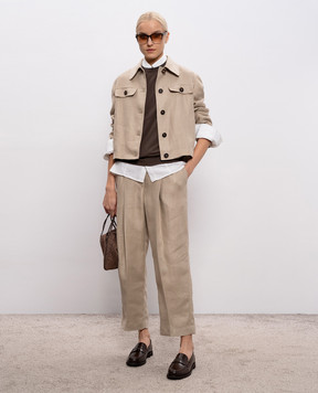 Brunello Cucinelli Бежева куртка з льону MH5277581