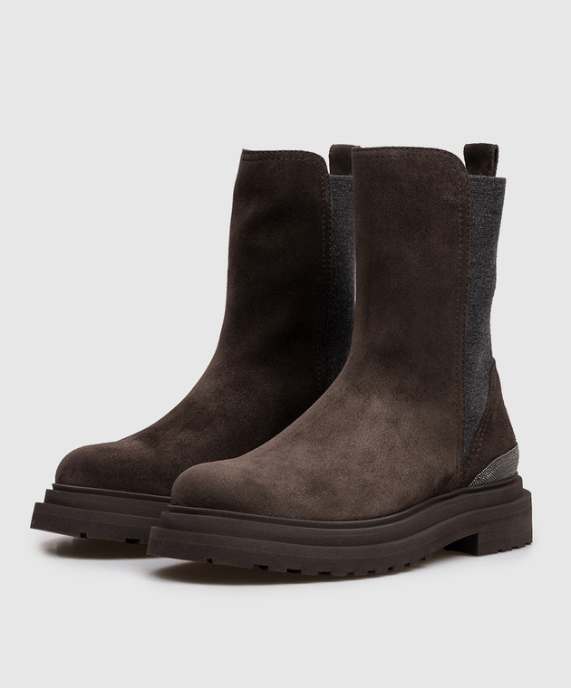 Brunello Cucinelli Коричневые замшевые челси MZSFG3307P изображение 2