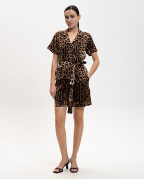 Dolce&Gabbana Коричневые блузки из шелка в анималистичный принт F5G67TFSAXY