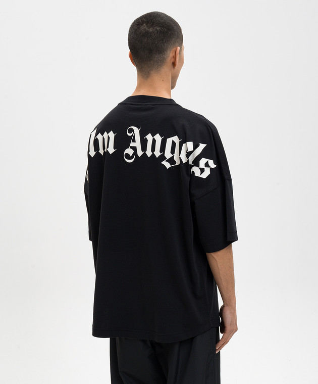 Palm Angels Чорна футболка з контрастним логотипом PMAA10BS26JER001 зображення 4