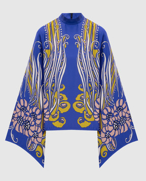 La DoubleJ Синя блуза із шовку в принт TOP0117SIL017ATL03