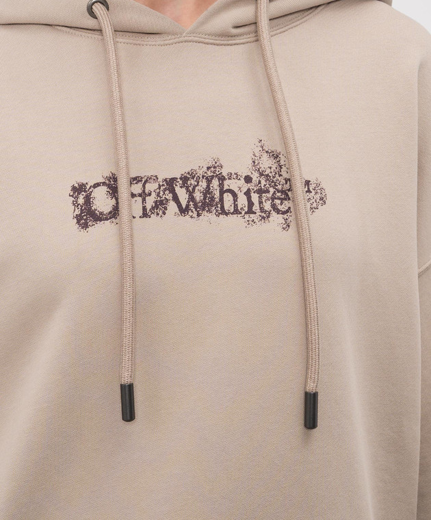 Off-White Бежеве худі з принтом Heraldic Arrow 44MBB085S26F00I зображення 5