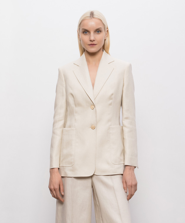 Max Mara Бежевий жакет із льону MXMVOLONTA зображення 3