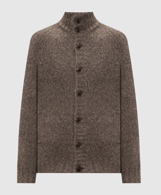 Brunello Cucinelli Коричневый кардиган из кашемира и шелка MET302106