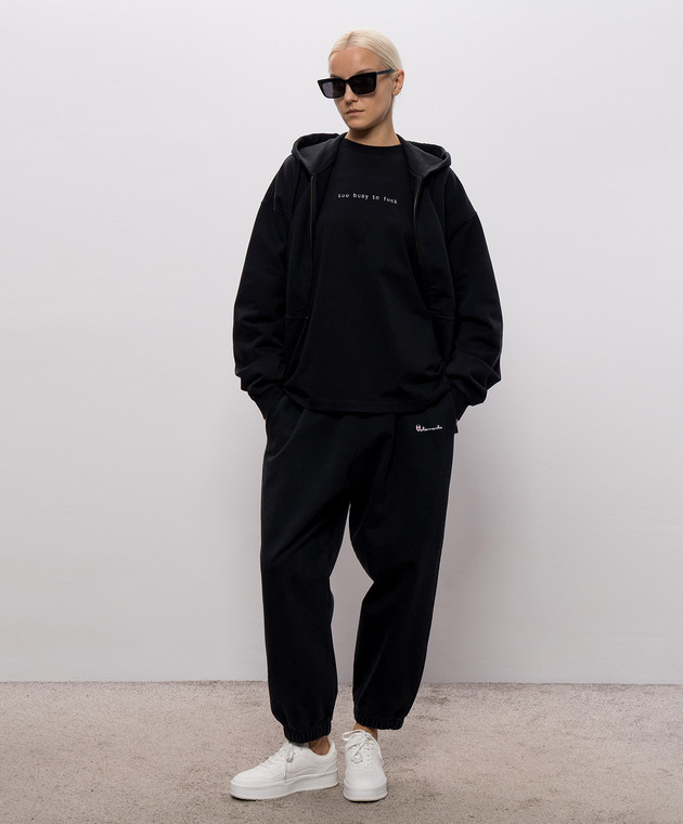 Vetements Черный лонгслив с надписью MH27LS198Bw изображение 2