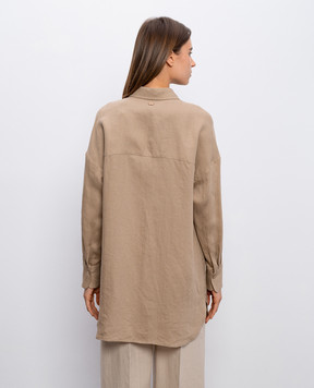 Agnona Коричнева сорочка з льону TD1113YU3049