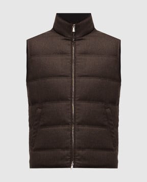 Enrico Mandelli Коричневий пуховий жилет з вовни і кашеміру 2T772A5804