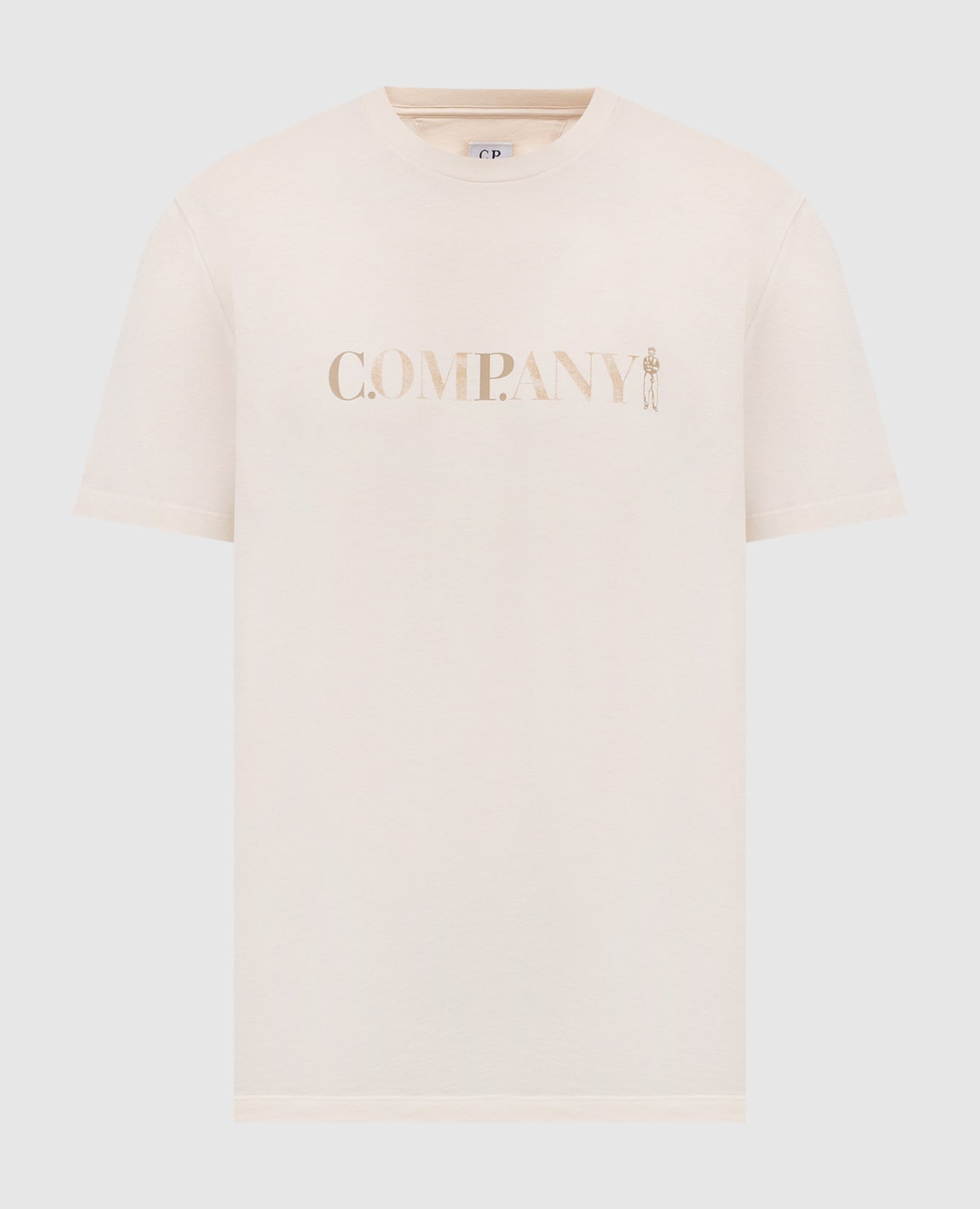 Бежевая футболка с принтом эмблемы