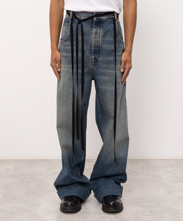 Ann Demeulemeester Синие джинсы Michael с эффектом потертости B0010308FA769 изображение 3