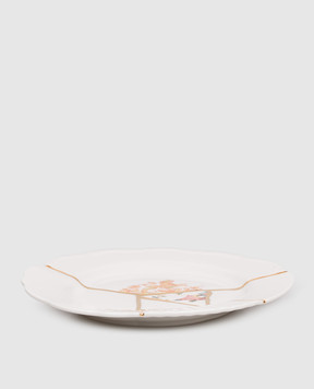 SELETTI Біла порцелянова десертна тарілка Kintsugi з позолотою 09602