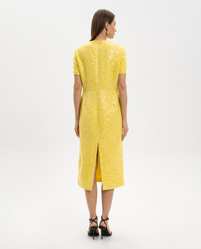 David Koma Желтое твидовое платье-футляр в пайетке RE26DK77D