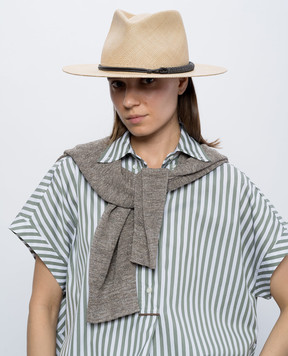 Brunello Cucinelli Бежевий солом'яний капелюх-федора MCAP90036