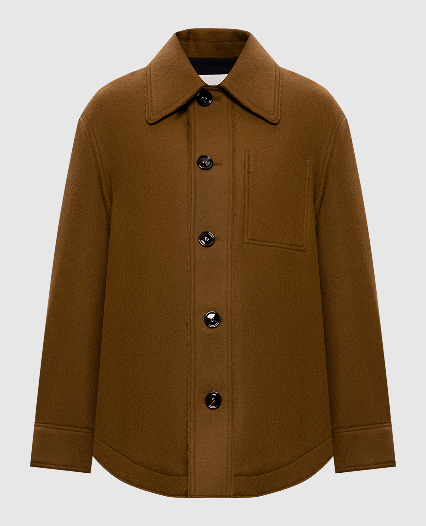 Коричневе пальто з вовни з логотипом