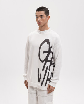 Off-White Білий светр з візерунком логотипа 44MHE20VS6K002