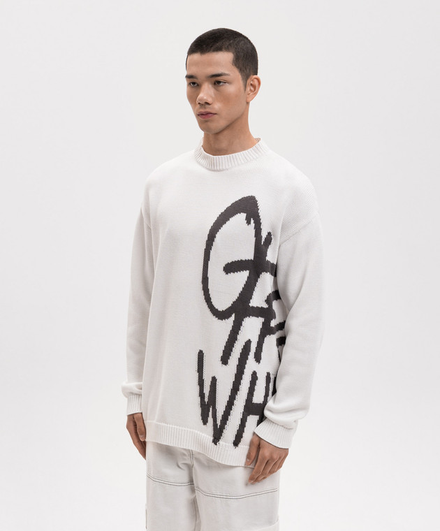 Off-White Білий светр з візерунком логотипа 44MHE20VS6K002 зображення 3