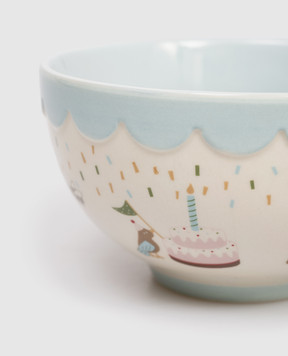 Bloomingville Бежева дитяча керамічна миска Celebrate з принтом 82063155