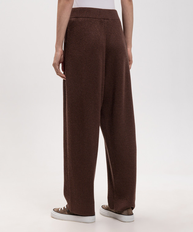 Brunello Cucinelli Коричневые спортивные брюки с кашемиром с люрексом M1E224779P изображение 4