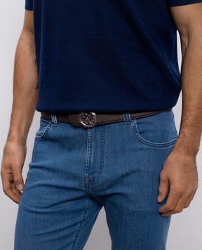 Stefano Ricci Коричневий шкіряний ремінь з монограмою логотипа N382VDC366P