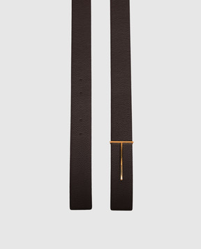 Tom Ford Двухсторонний кожаный ремень с брендовой золотистой пряжкой TB331LCL236G