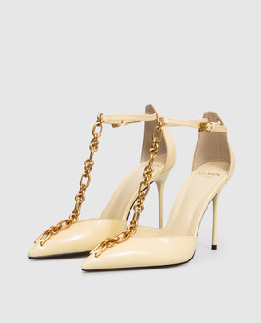 Balmain Желтые кожаные глянцевые туфли Sync с цепью GN1UA152LNPX