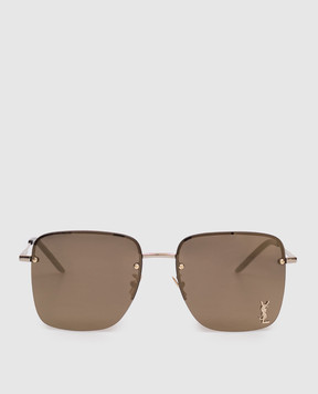 Saint Laurent Золотые солнцезащитные очки 312 М с зеркальным эффектом 652363Y9902