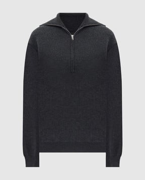 Balenciaga Сірий светр з вовни з блискавкою 849931T1754